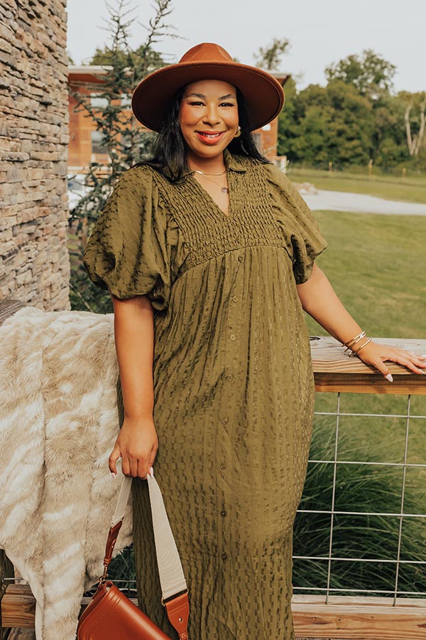 Wine Tasting Ready Midi in Olive Curves