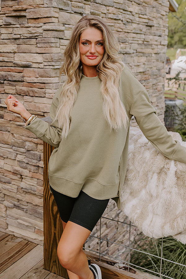 Central Park Stroll Oversized Sweatshirt in Sage