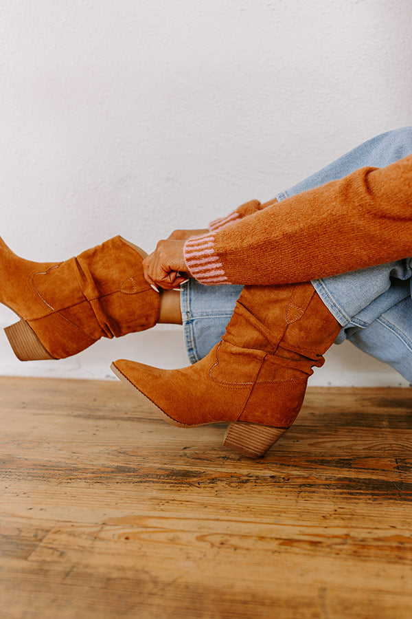 The Emerson Faux Suede Cowboy Boot in Maple