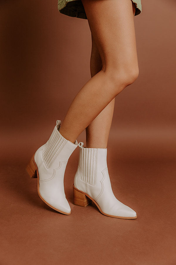 The Oaklynn Faux Leather Boot in Ivory