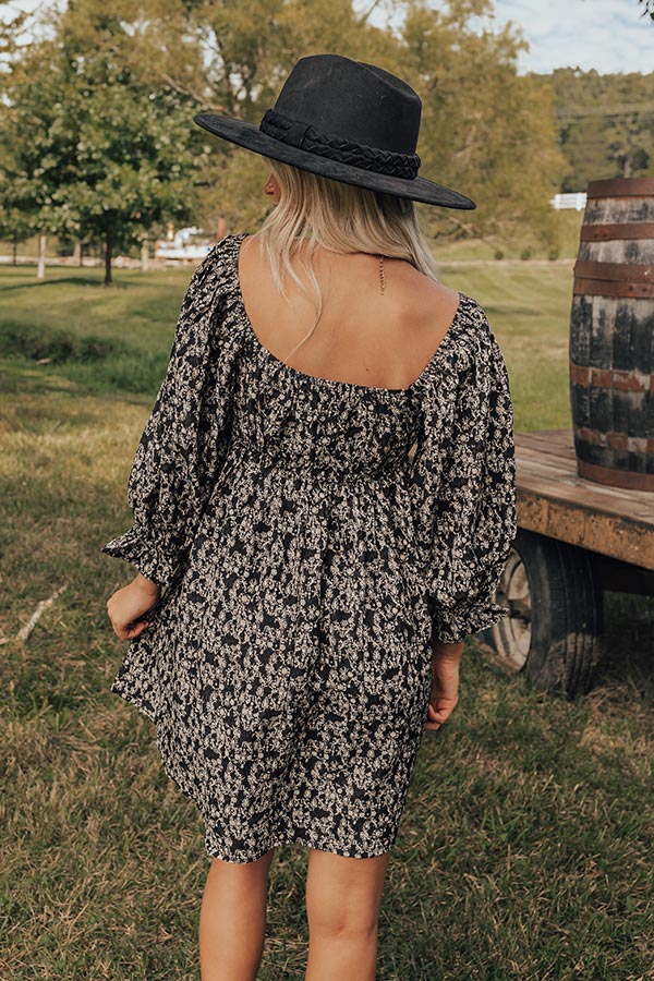 Small Town Cutie Floral Mini Dress in Black