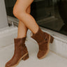 The Ember Faux Suede Moto Boot in Chestnut Image - 1