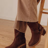 The Ember Faux Suede Moto Boot in Chestnut Image - 1