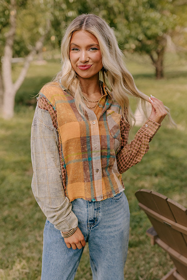 Pumpkin Spice Dreams Color Block Button Up