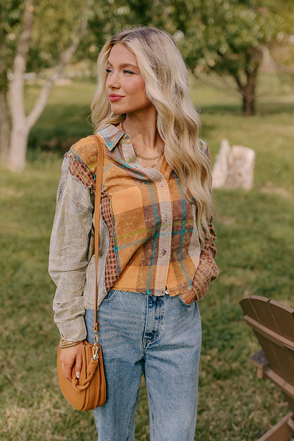 Pumpkin Spice Dreams Color Block Button Up