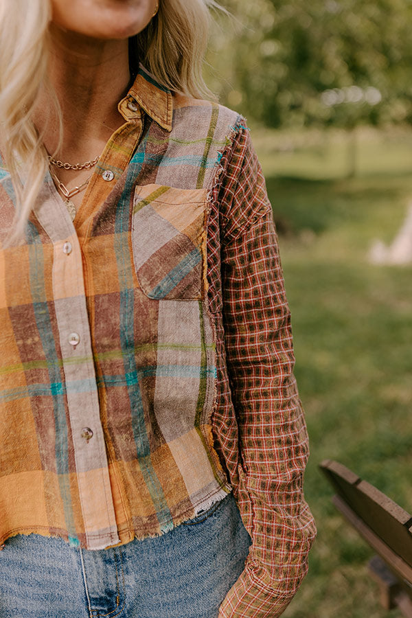 Pumpkin Spice Dreams Color Block Button Up   