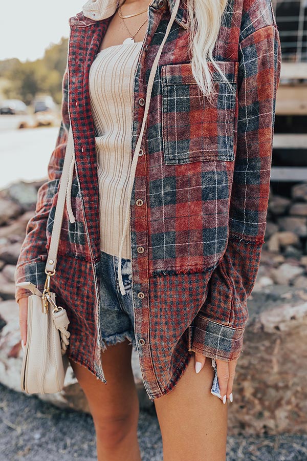 Falling Leaves And Lattes Plaid Lightweight Jacket   