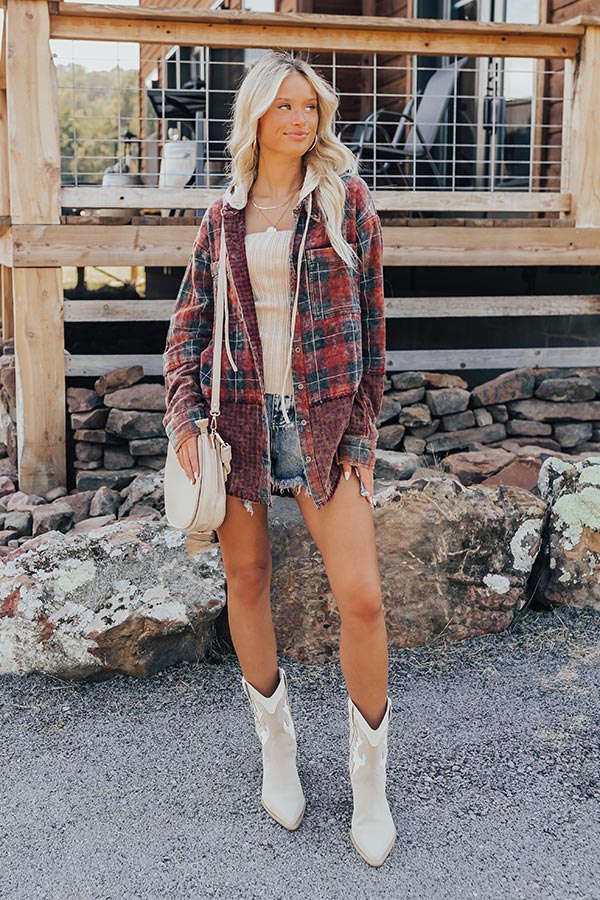 Falling Leaves And Lattes Plaid Lightweight Jacket   