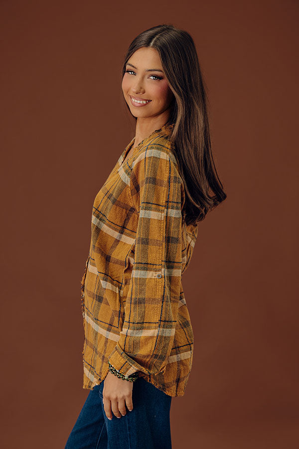 Hayride Happiness Vintage Wash Plaid Tunic in Camel Image - 2