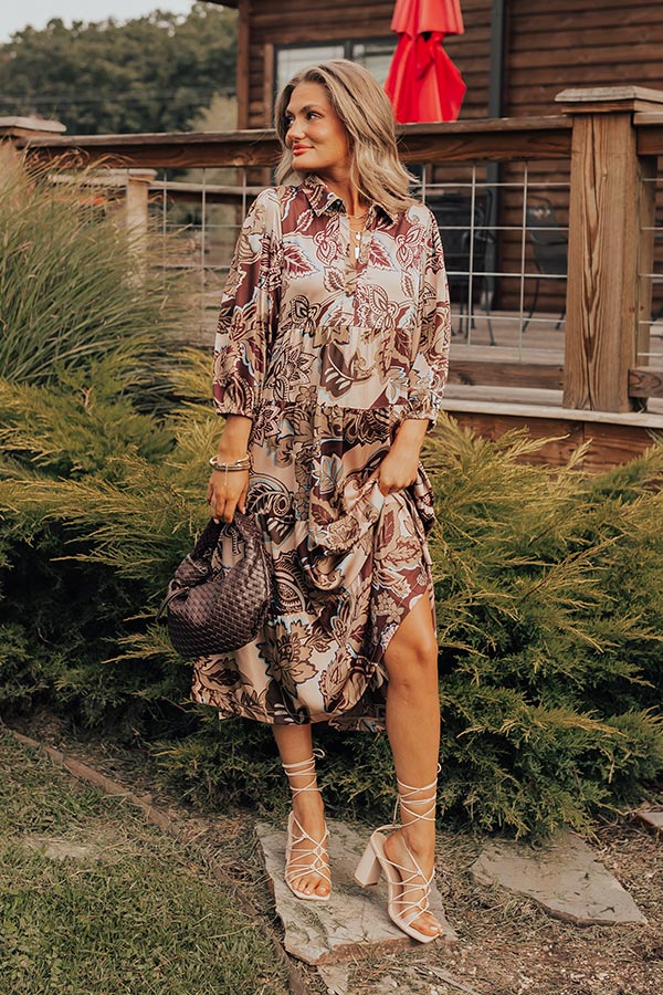 Wine Mixer Meet Up Satin Floral Midi