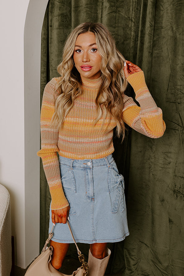 Vermont Views Ribbed Sweater Top in Honey
