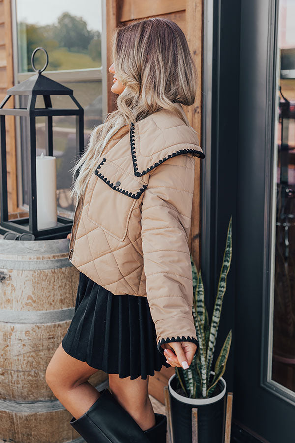 Uptown Girl Quilted Jacket in Khaki