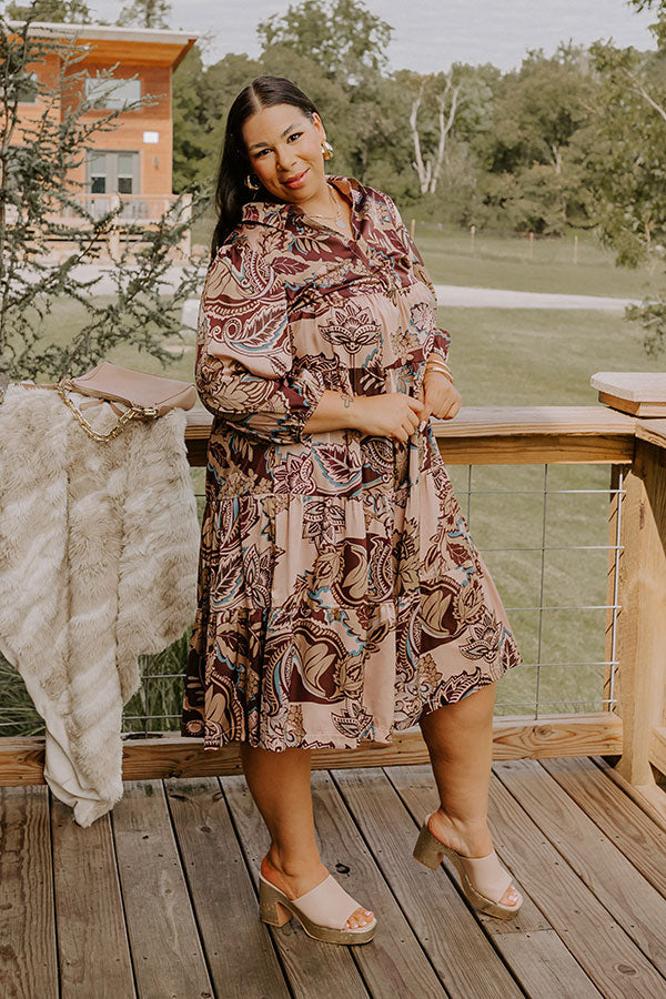 Wine Mixer Meet Up Satin Floral Midi Curves