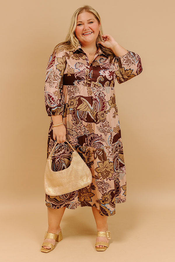 Wine Mixer Meet Up Satin Floral Midi Curves Image - 4