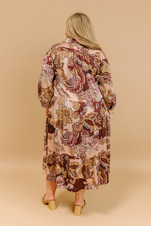 Wine Mixer Meet Up Satin Floral Midi Curves Image - 5