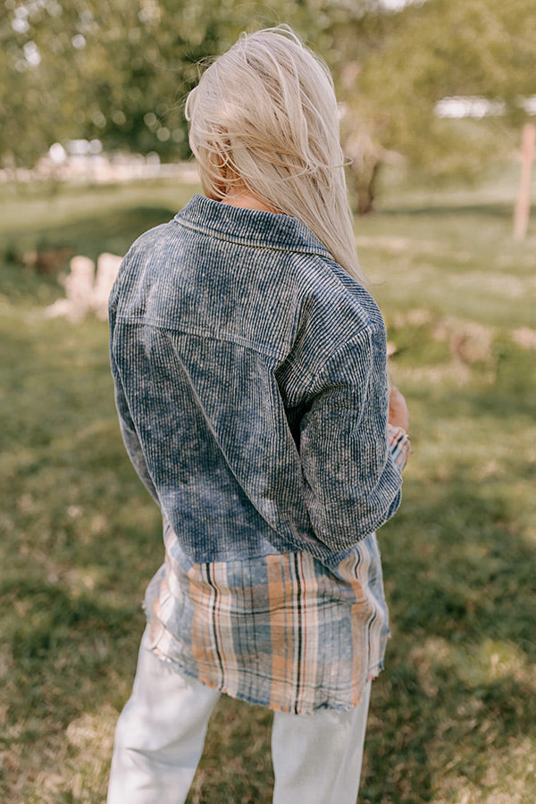 Hot Cocoa Sippin' Corduroy Jacket in Blue   