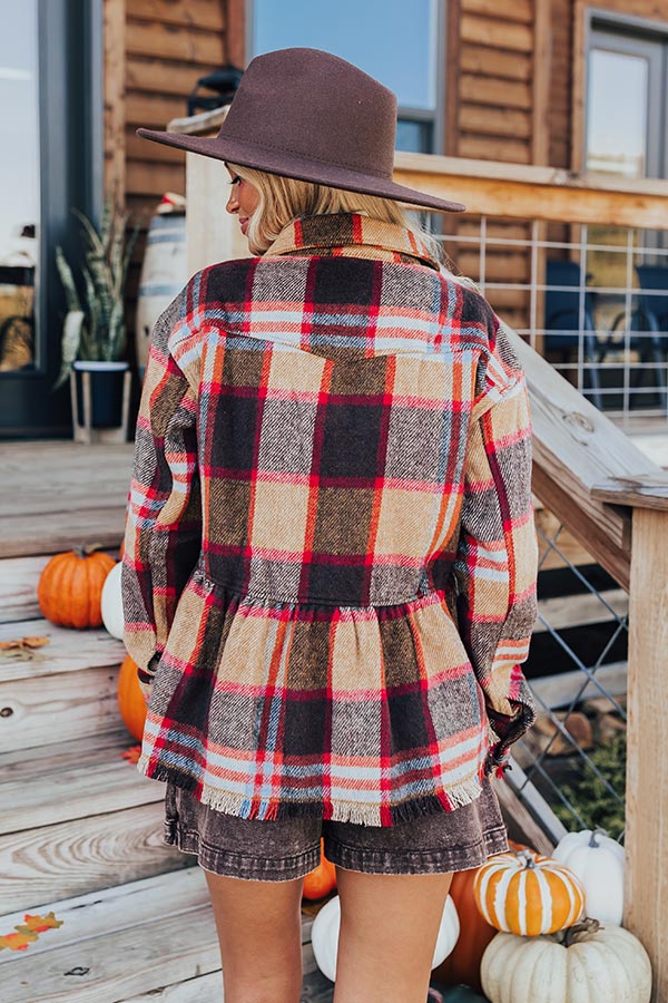 Pumpkin Patch Ready Peplum Jacket in Brown