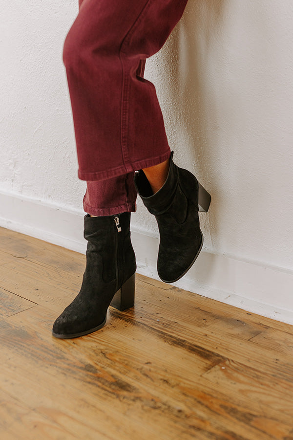 The Last Call Faux Suede Bootie in Black