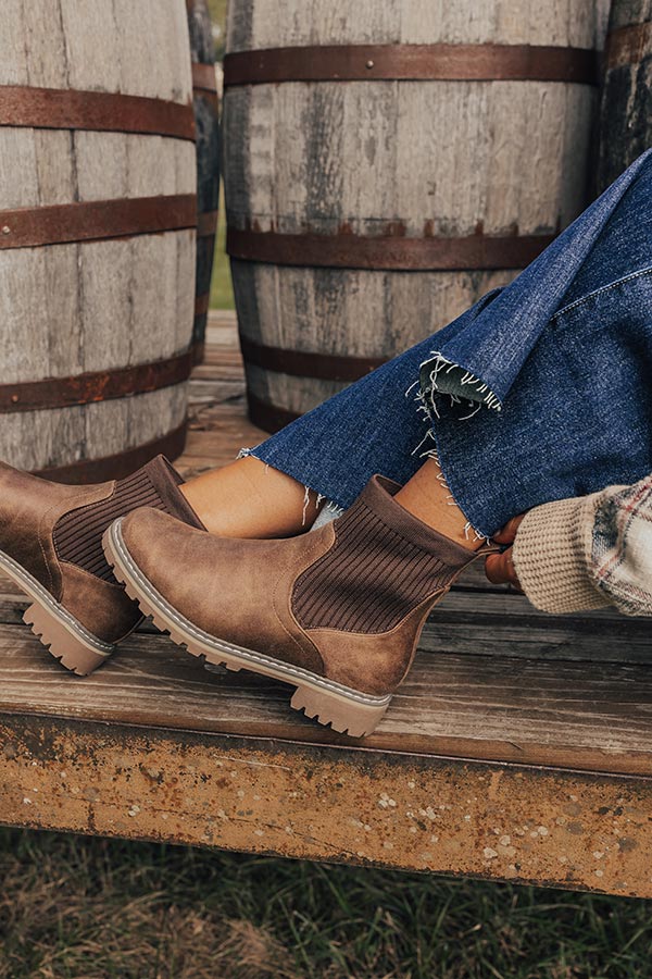 The Cabin Fever Faux Leather Bootie in Chestnut