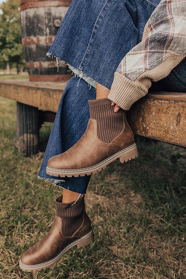 The Cabin Fever Faux Leather Bootie in Chestnut