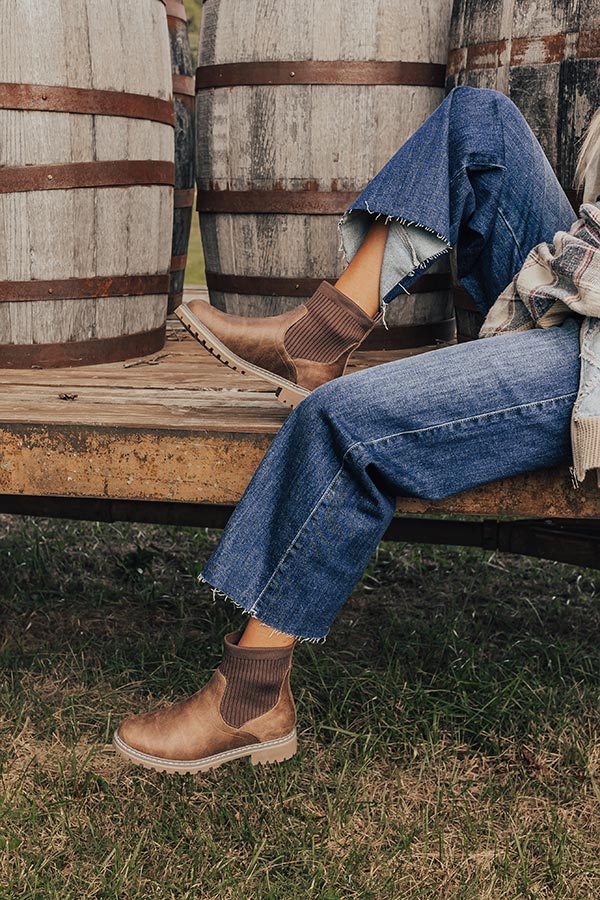 The Cabin Fever Faux Leather Bootie in Chestnut