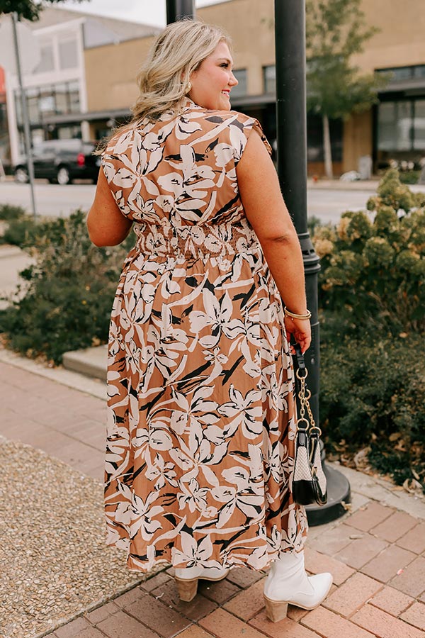 Winery Welcome Floral Midi in Camel Curves XL / Camel