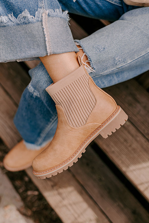 The Cabin Fever Faux Leather Bootie in Light Camel