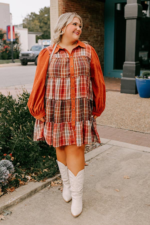 Fall Vibes Plaid Mini Dress Curves   