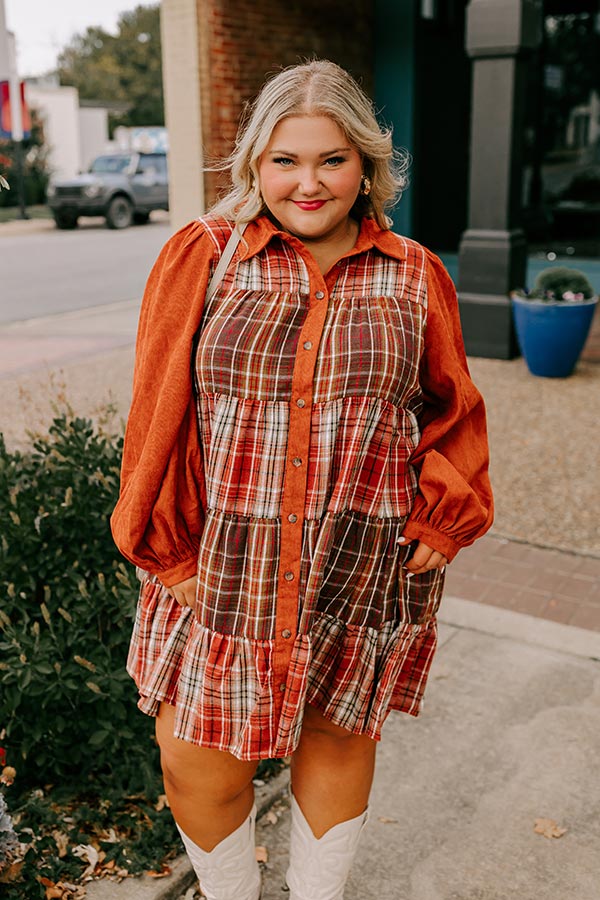 Fall Vibes Plaid Mini Dress Curves   