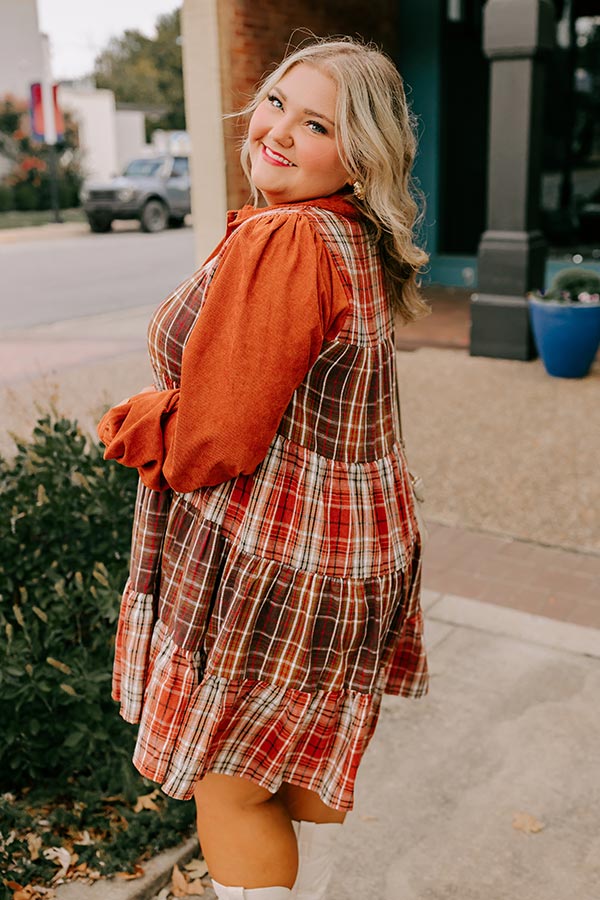 Fall Vibes Plaid Mini Dress Curves   