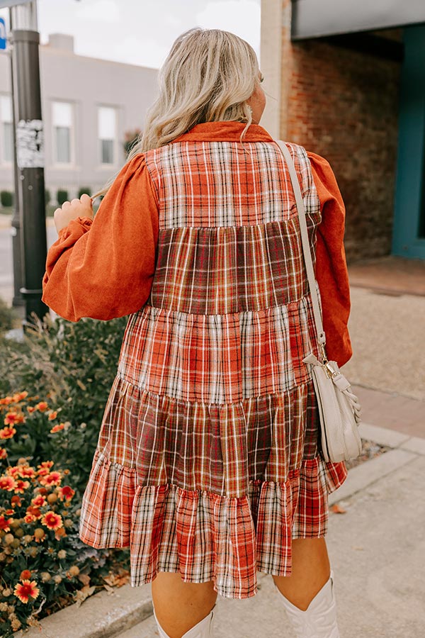 Fall Vibes Plaid Mini Dress Curves