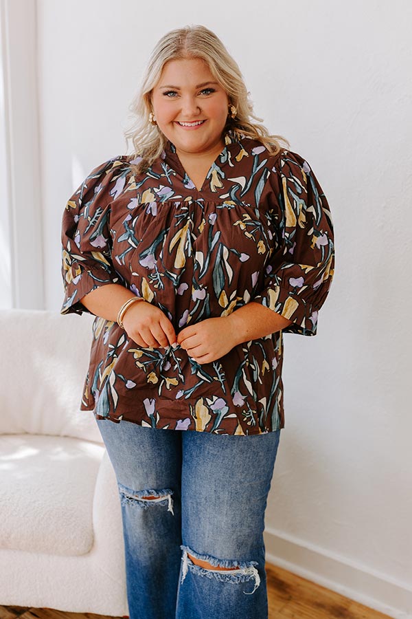 Shaken Espresso Floral Shift Top Curves