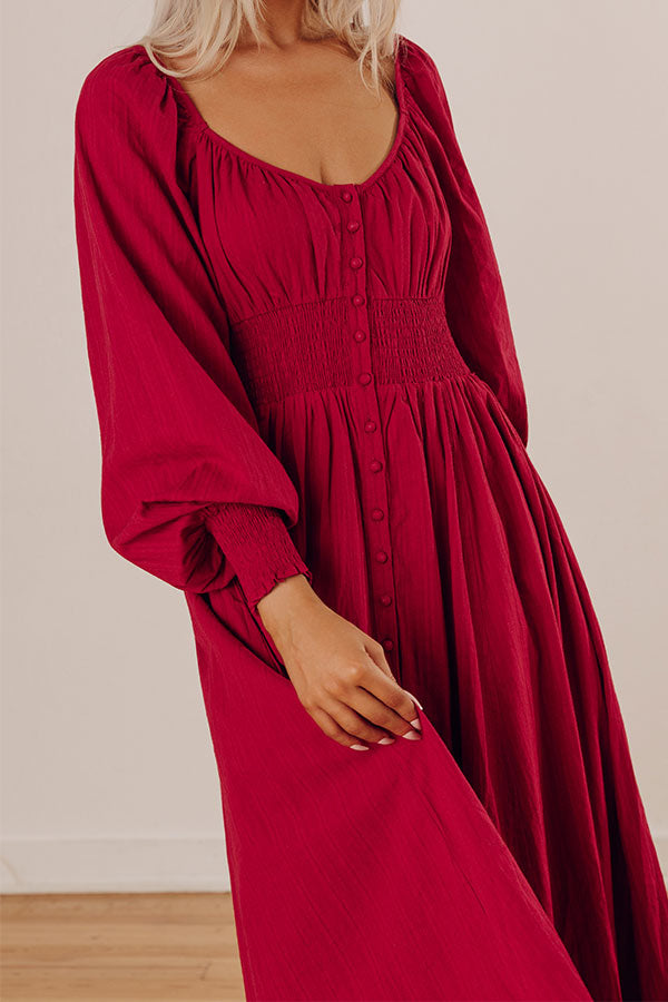 Sunset Views Button Down Midi in Wine Image - 2
