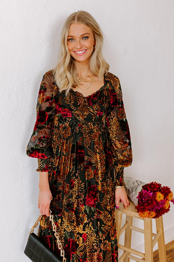 Harvest Garden Velvet Burnout Midi in Black Harvest Garden Velvet Burnout Midi in Black