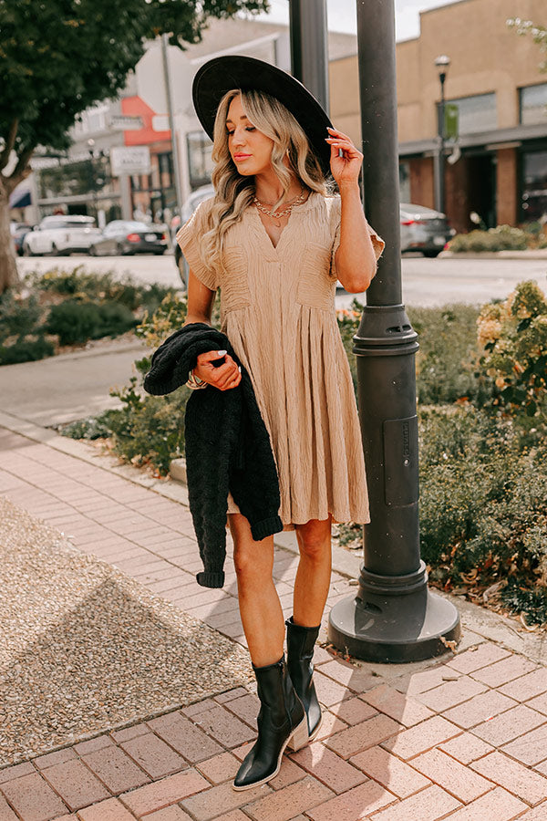 Long Weekend Wonderful Shift Dress In Warm Taupe