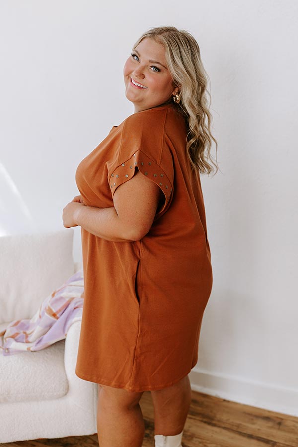 Casual Couture Mini Dress in Rust Curves