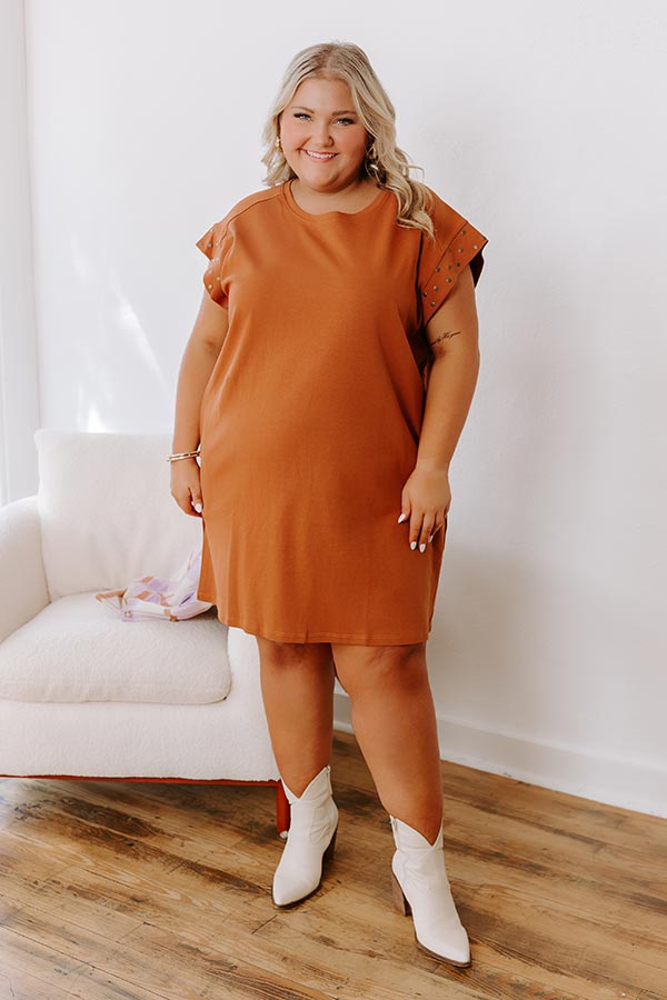 Casual Couture Mini Dress in Rust Curves