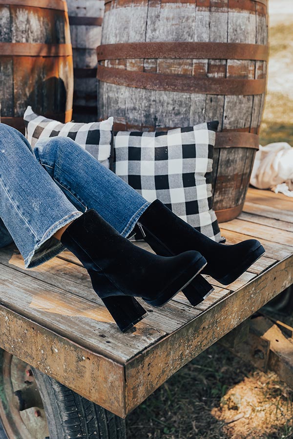 The Slug Bug Velvet Bootie in Black