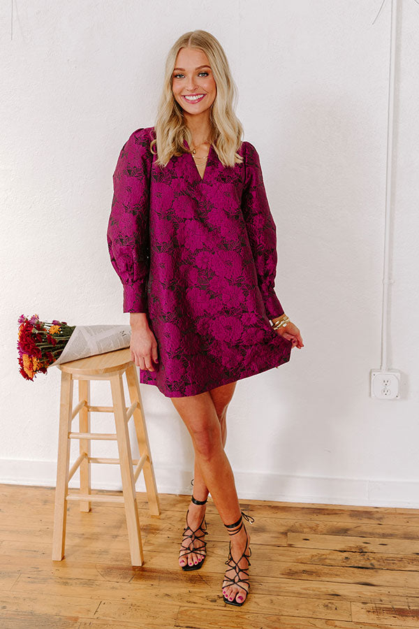 Happy Hour Chic Jacquard Mini Dress in Sangria