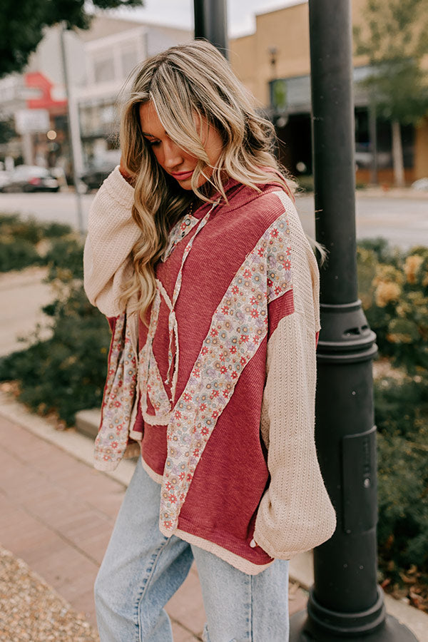 Peaceful Moment Knit Hoodie in Aurora Red