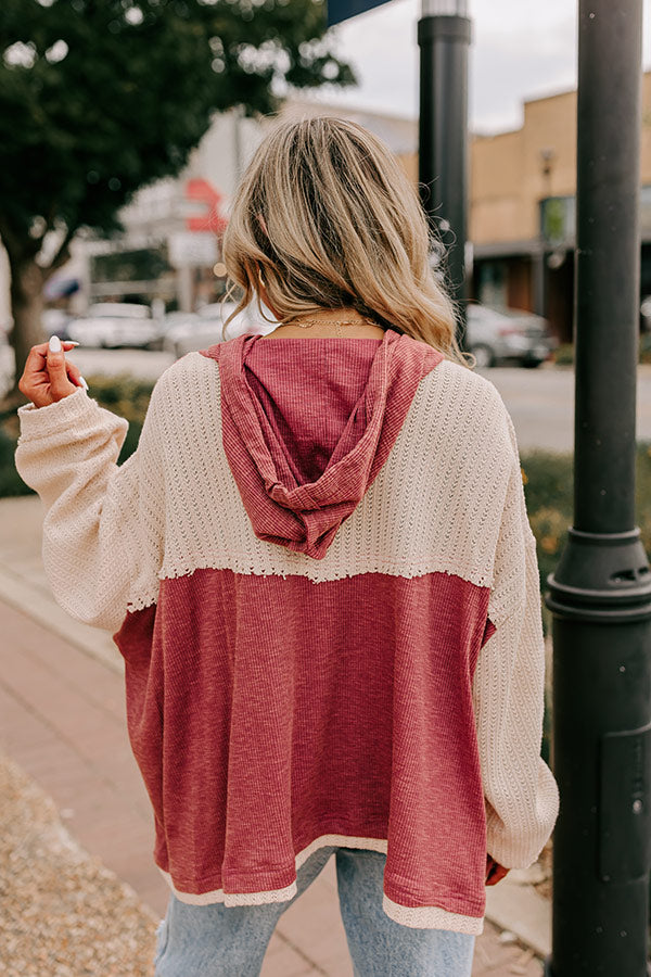 Peaceful Moment Knit Hoodie in Aurora Red