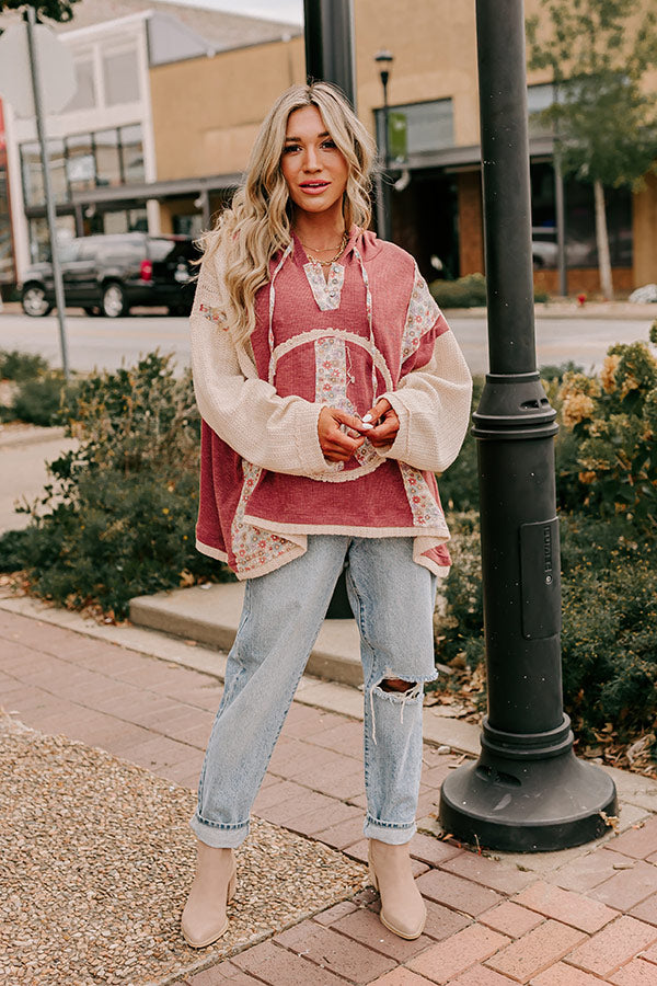 Peaceful Moment Knit Hoodie in Aurora Red