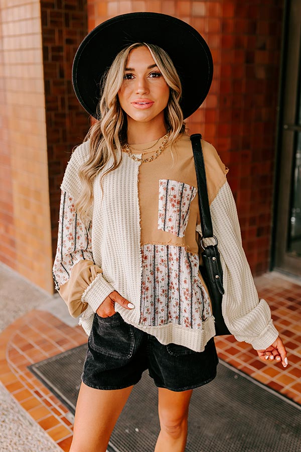 Pumpkin Picking Knit Color Block Top