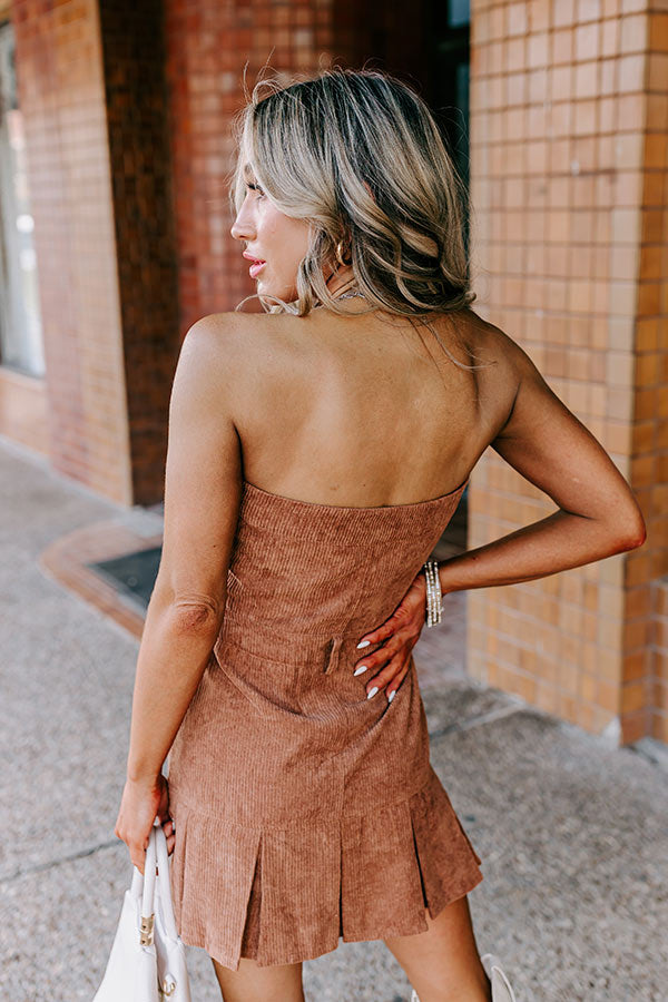 Soho Style Corduroy Romper Dress in Mocha