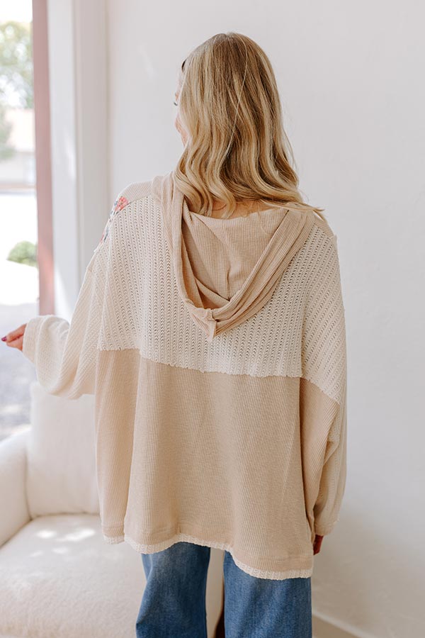 Peaceful Moment Knit Hoodie in Oatmeal