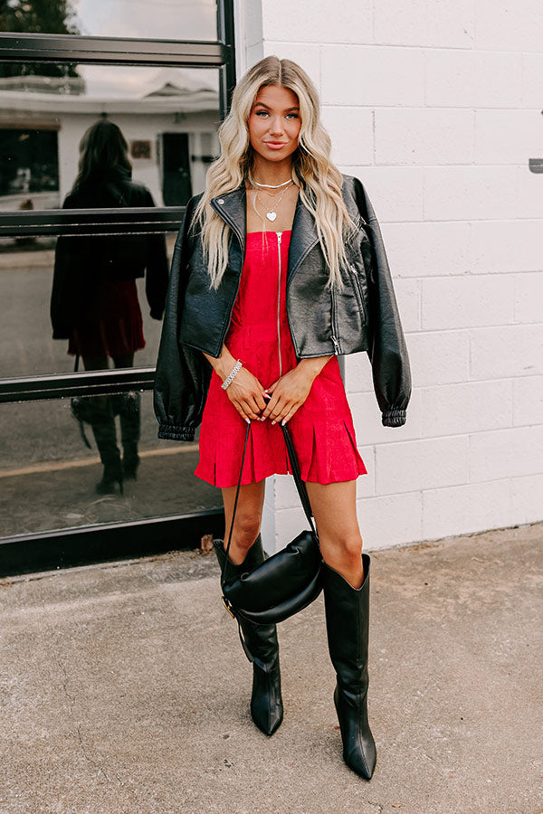 Soho Style Corduroy Romper Dress in Red