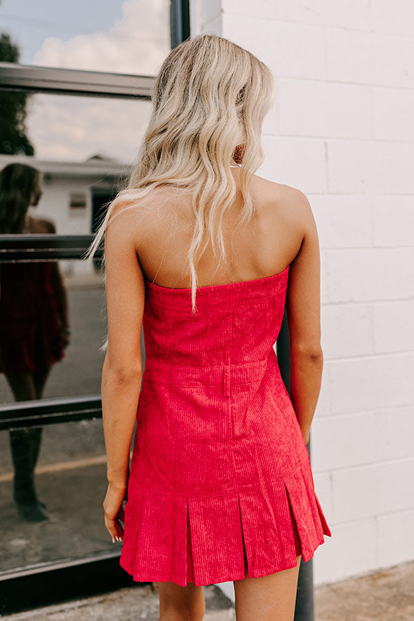 Soho Style Corduroy Romper Dress in Red