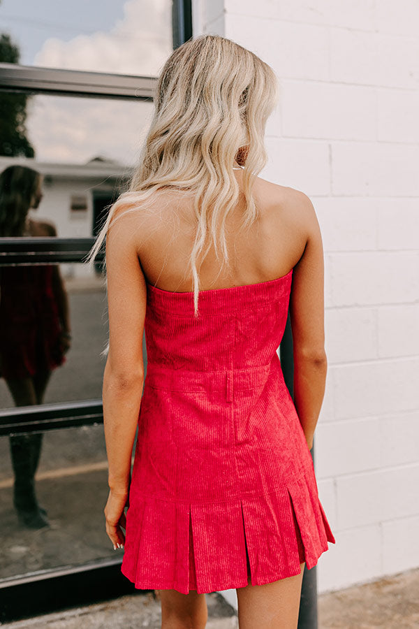 Soho Style Corduroy Romper Dress in Red S / Red Soho Style Corduroy Romper Dress in Red S / Red