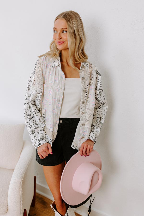 Boho Chic Lace Button Up in White