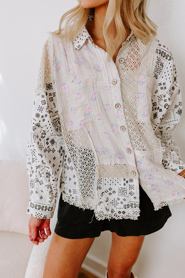 Boho Chic Lace Button Up in White